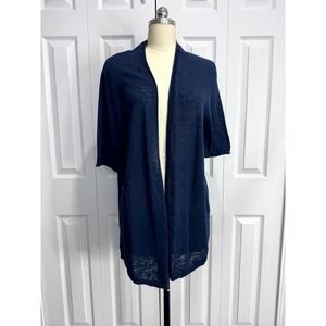 J.Jill Knit Open Front Cardigan Sweater Women's XL Blue Long Sleeve Pullover